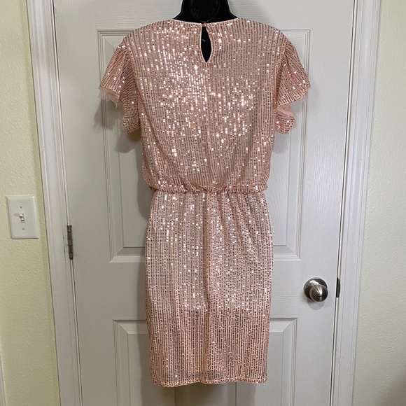 Grace Karin Light Pink Sequin Wrap Cocktail Dress Medium - Picture 2 of 9